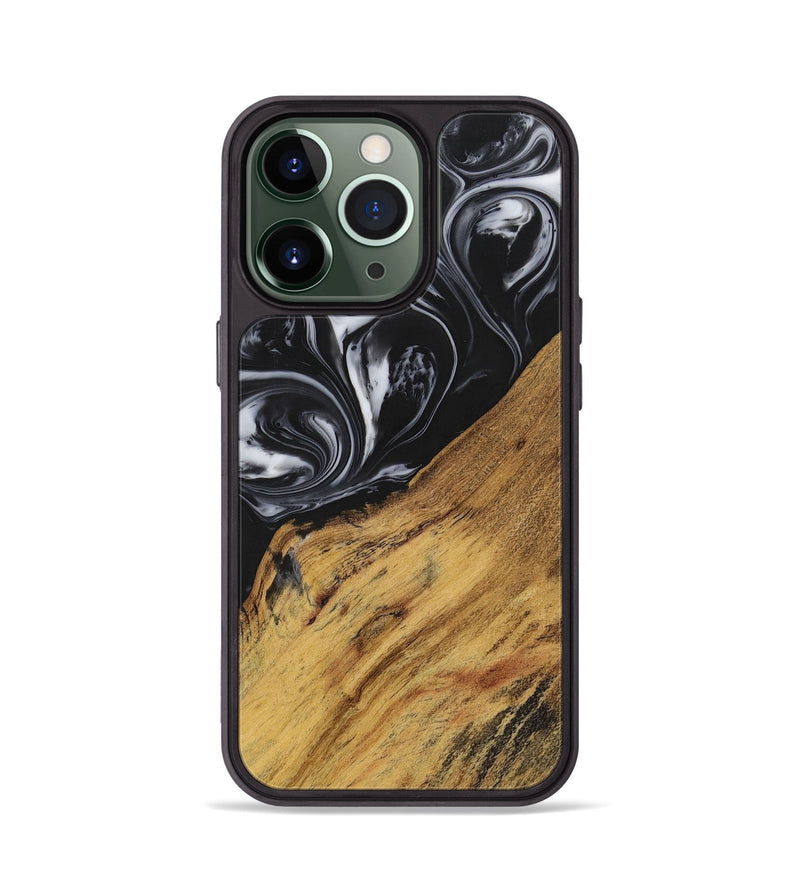 iPhone 13 Pro Wood+Resin Phone Case - Marlene (Black & White, 699590)