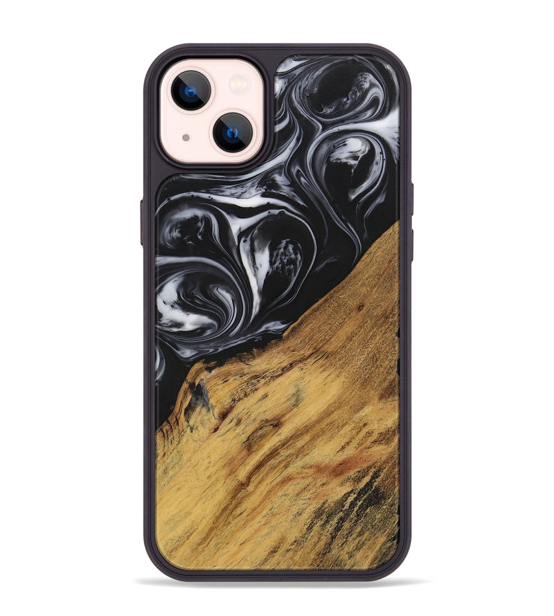 iPhone 14 Plus Wood+Resin Phone Case - Marlene (Black & White, 699590)