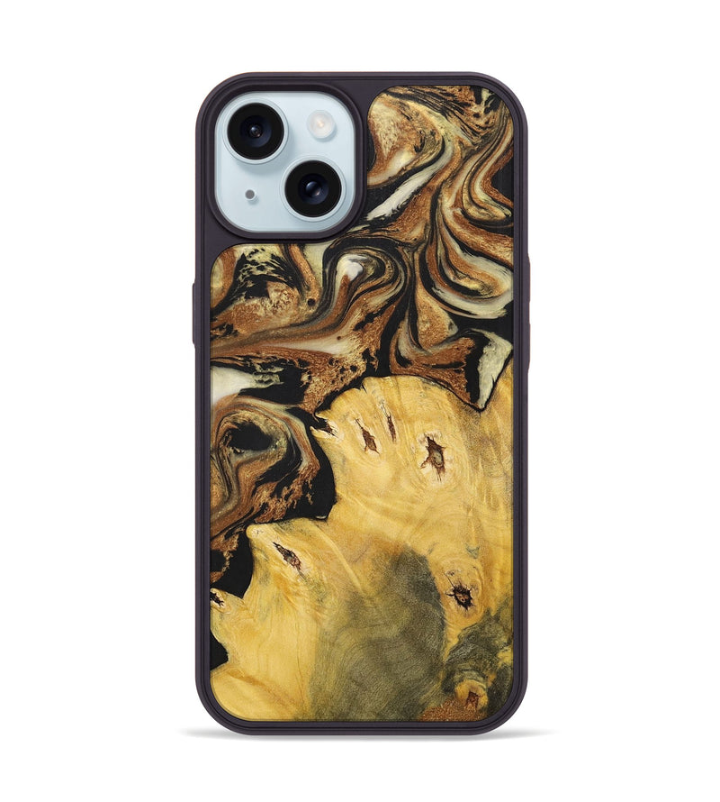 iPhone 15 Wood+Resin Phone Case - Andrew (Black & White, 699591)