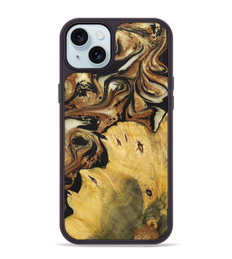 iPhone 15 Plus Wood+Resin Phone Case - Andrew (Black & White, 699591)