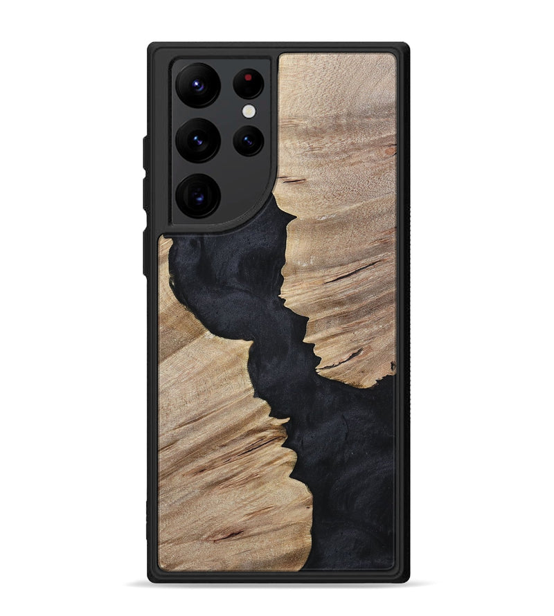Galaxy S22 Ultra Wood+Resin Phone Case - Kristopher (Pure Black, 699661)
