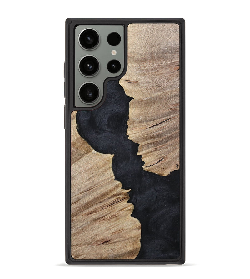 Galaxy S23 Ultra Wood+Resin Phone Case - Kristopher (Pure Black, 699661)