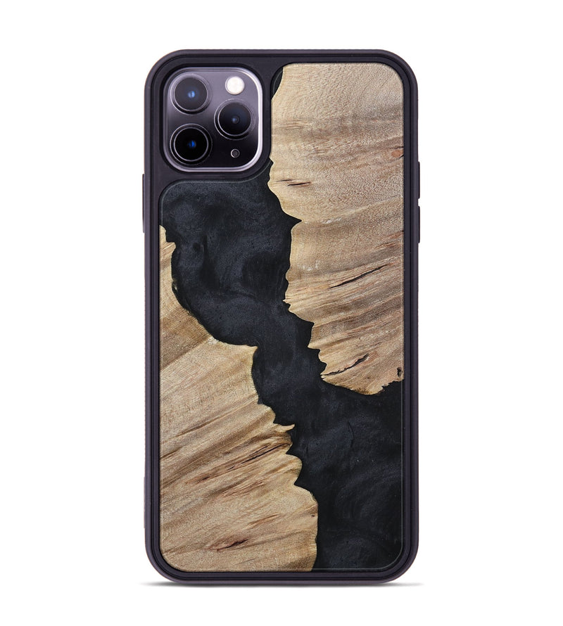 iPhone 11 Pro Max Wood+Resin Phone Case - Kristopher (Pure Black, 699661)