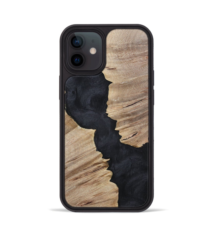 iPhone 12 Wood+Resin Phone Case - Kristopher (Pure Black, 699661)