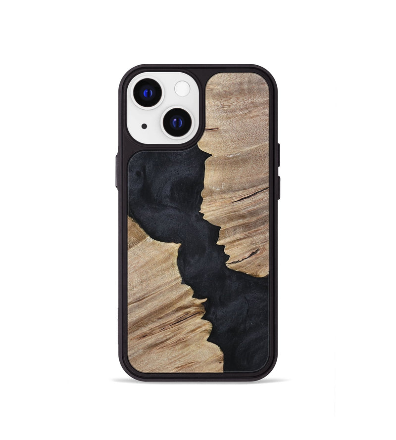 iPhone 13 mini Wood+Resin Phone Case - Kristopher (Pure Black, 699661)
