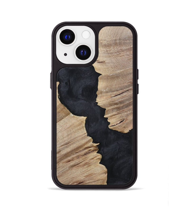 iPhone 13 Wood+Resin Phone Case - Kristopher (Pure Black, 699661)
