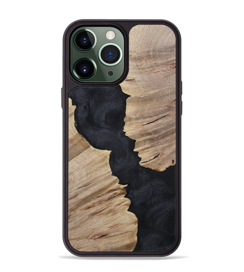 iPhone 13 Pro Max Wood+Resin Phone Case - Kristopher (Pure Black, 699661)