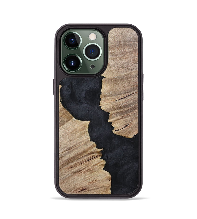 iPhone 13 Pro Wood+Resin Phone Case - Kristopher (Pure Black, 699661)