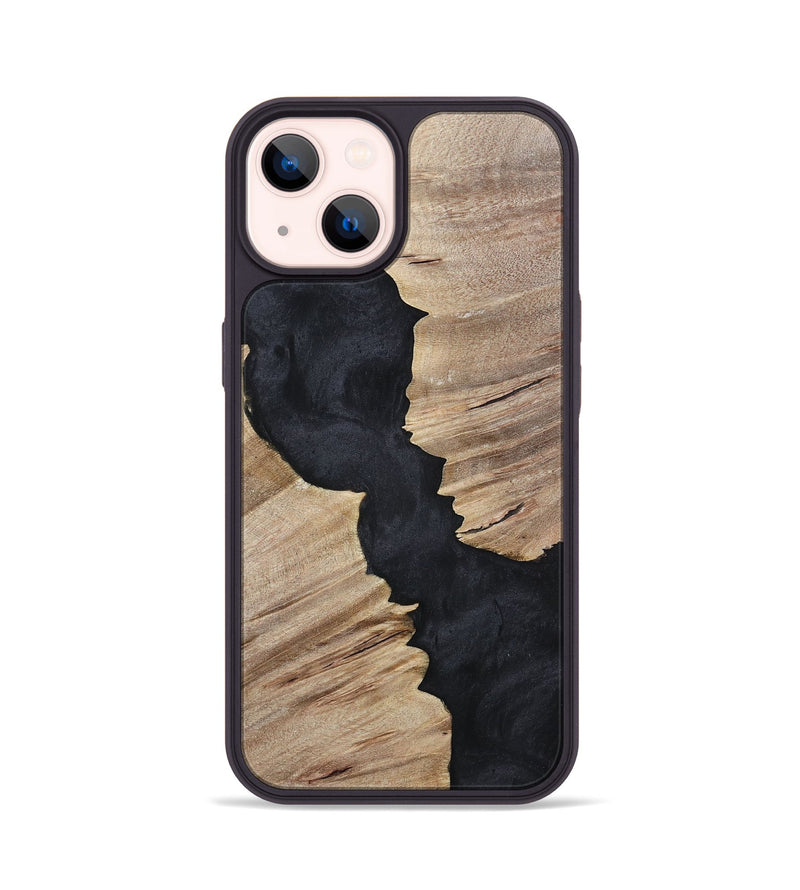 iPhone 14 Wood+Resin Phone Case - Kristopher (Pure Black, 699661)