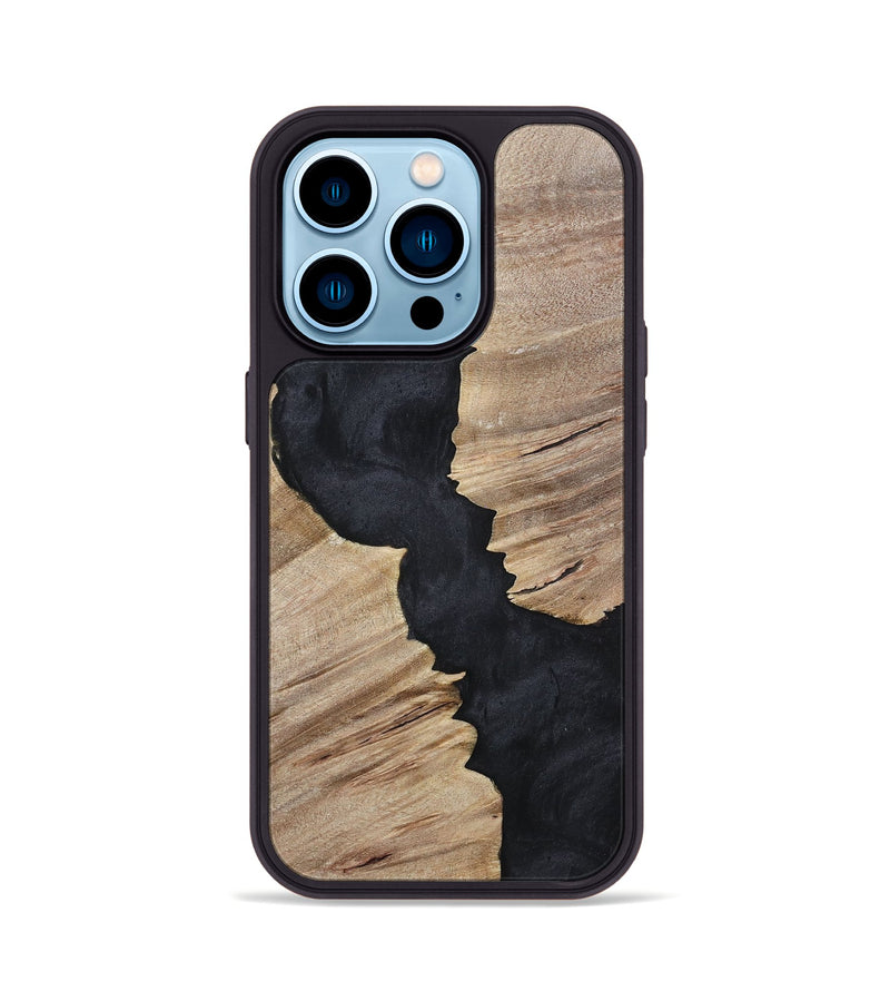 iPhone 14 Pro Wood+Resin Phone Case - Kristopher (Pure Black, 699661)