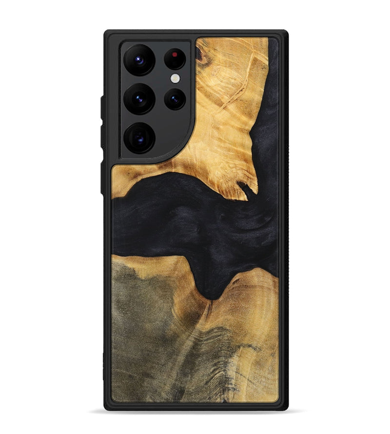Galaxy S22 Ultra Wood+Resin Phone Case - Iva (Pure Black, 699667)