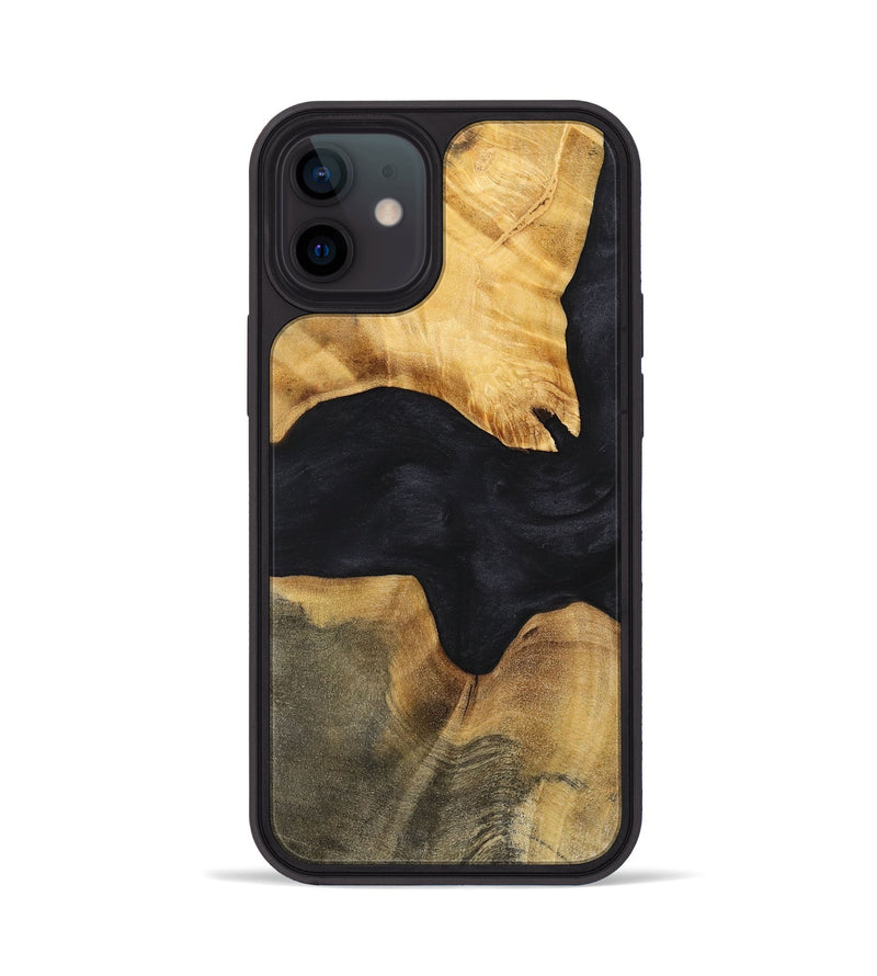 iPhone 12 Wood+Resin Phone Case - Iva (Pure Black, 699667)