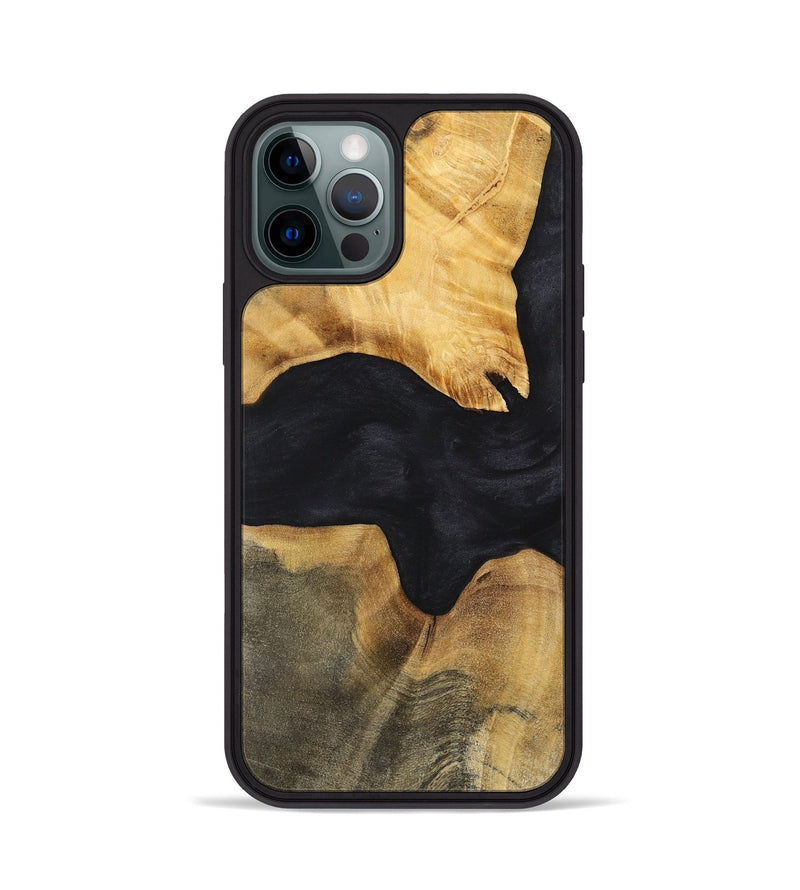 iPhone 12 Pro Wood+Resin Phone Case - Iva (Pure Black, 699667)
