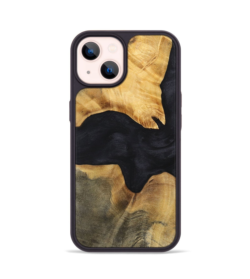 iPhone 14 Wood+Resin Phone Case - Iva (Pure Black, 699667)