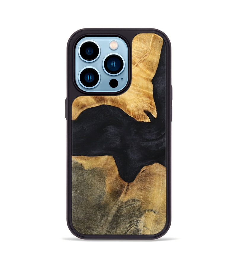 iPhone 14 Pro Wood+Resin Phone Case - Iva (Pure Black, 699667)