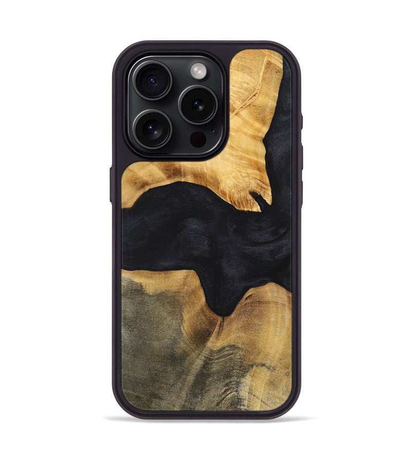 iPhone 15 Pro Wood+Resin Phone Case - Iva (Pure Black, 699667)