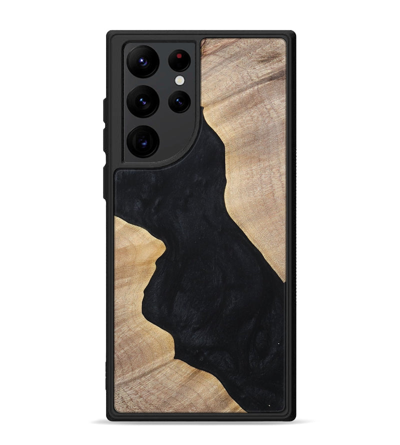 Galaxy S22 Ultra Wood+Resin Phone Case - Makenna (Pure Black, 699673)