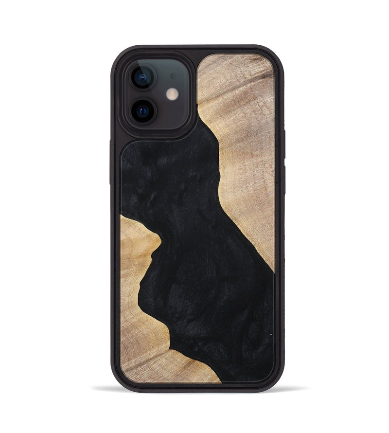 iPhone 12 Wood+Resin Phone Case - Makenna (Pure Black, 699673)