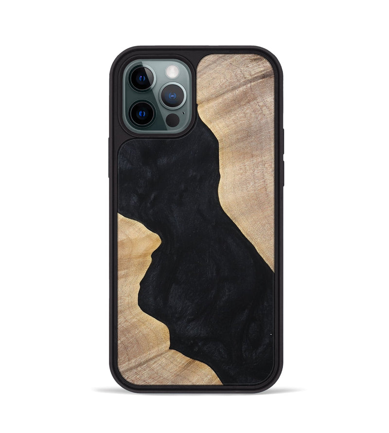 iPhone 12 Pro Wood+Resin Phone Case - Makenna (Pure Black, 699673)