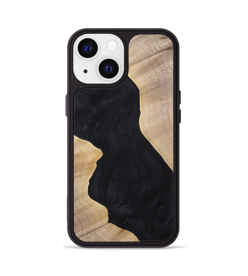 iPhone 13 Wood+Resin Phone Case - Makenna (Pure Black, 699673)