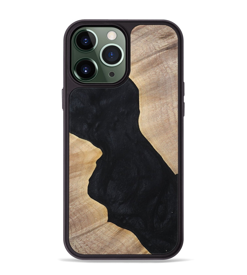 iPhone 13 Pro Max Wood+Resin Phone Case - Makenna (Pure Black, 699673)