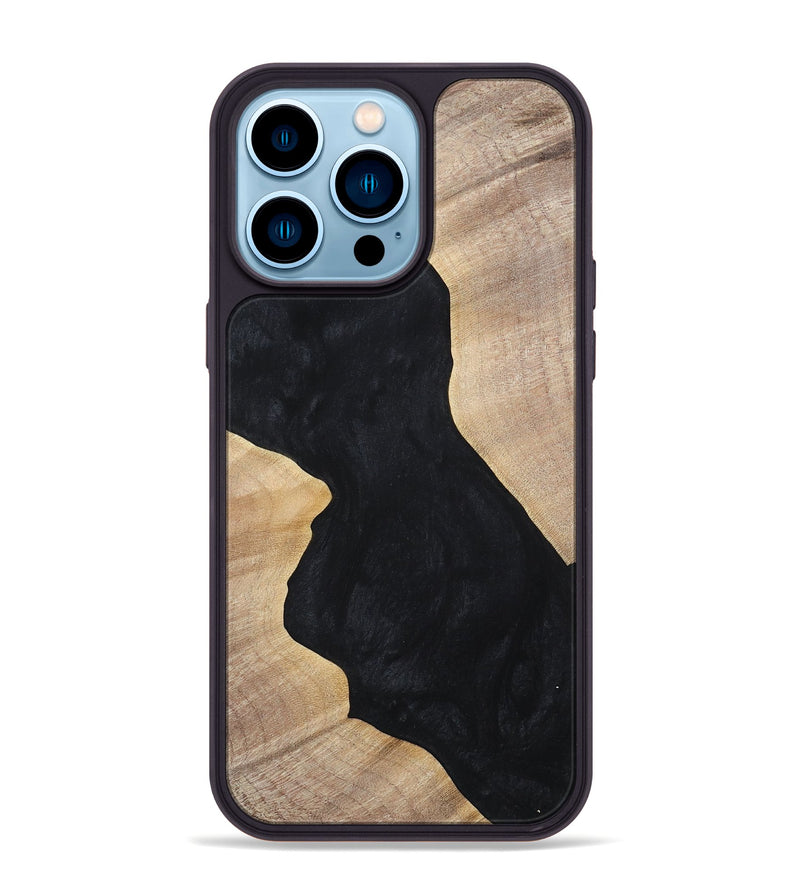 iPhone 14 Pro Max Wood+Resin Phone Case - Makenna (Pure Black, 699673)