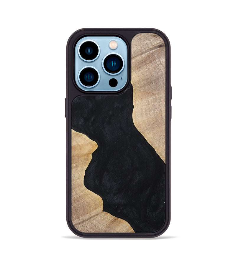 iPhone 14 Pro Wood+Resin Phone Case - Makenna (Pure Black, 699673)