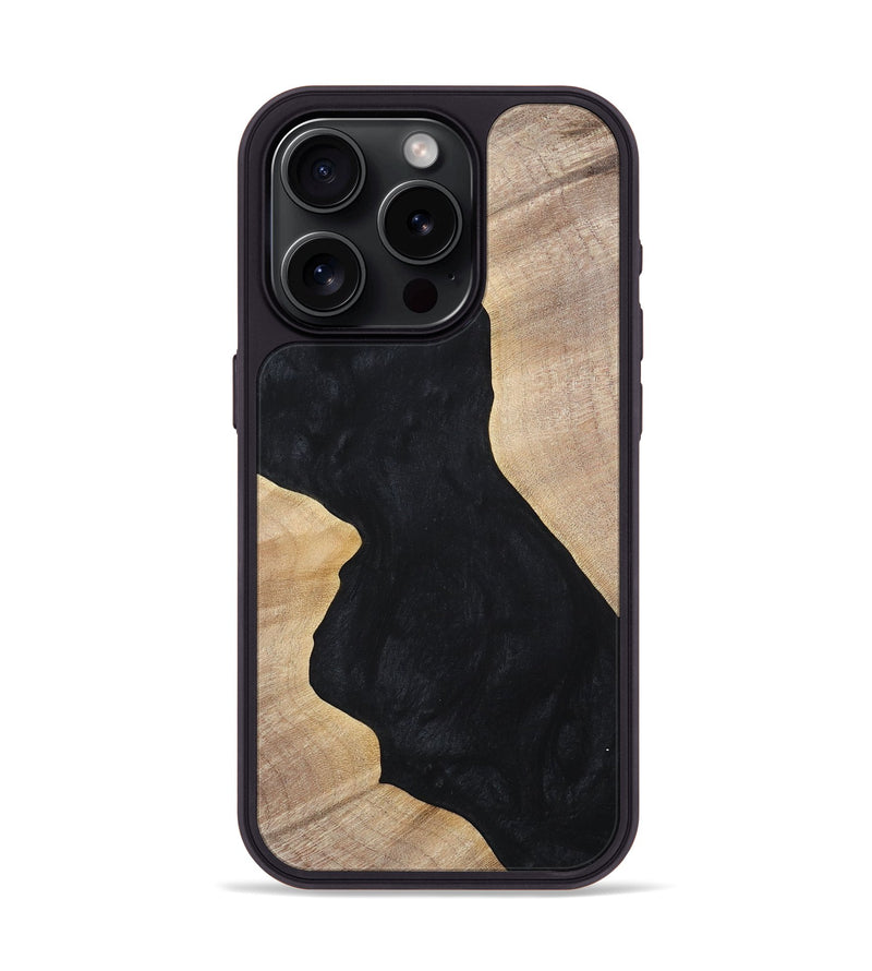 iPhone 15 Pro Wood+Resin Phone Case - Makenna (Pure Black, 699673)