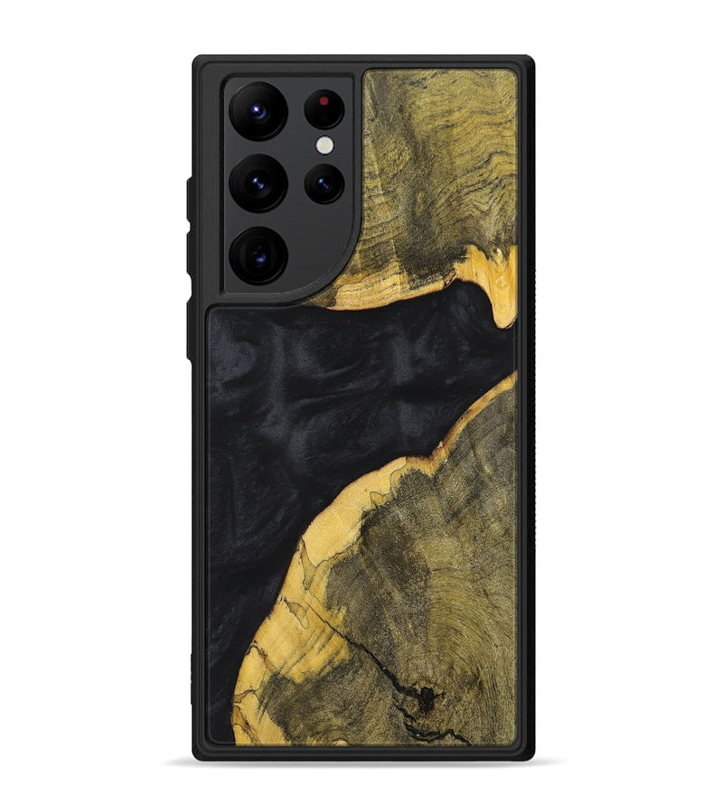 Galaxy S22 Ultra Wood+Resin Phone Case - Heidi (Pure Black, 699677)
