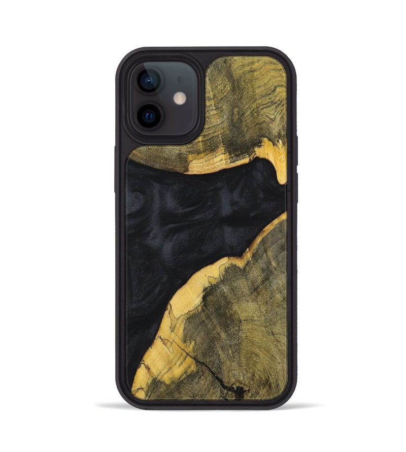 iPhone 12 Wood+Resin Phone Case - Heidi (Pure Black, 699677)