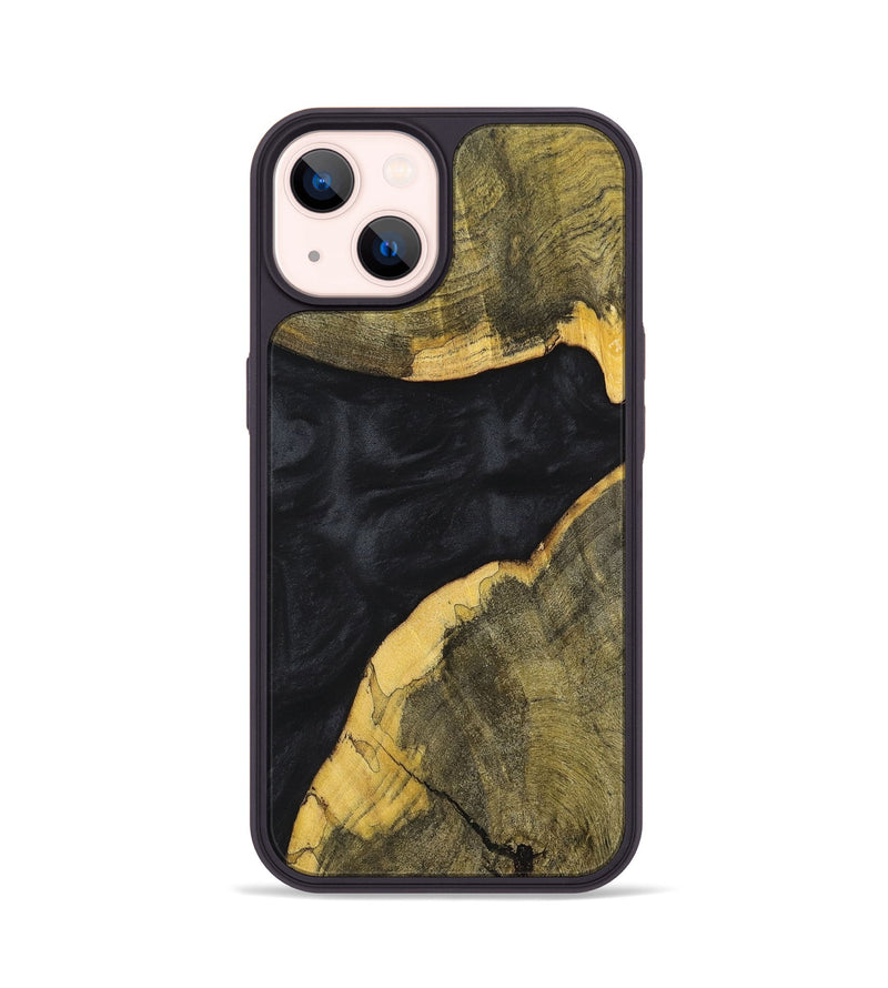iPhone 14 Wood+Resin Phone Case - Heidi (Pure Black, 699677)