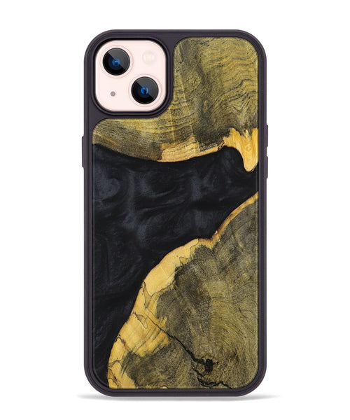 iPhone 14 Plus Wood+Resin Phone Case - Heidi (Pure Black, 699677)
