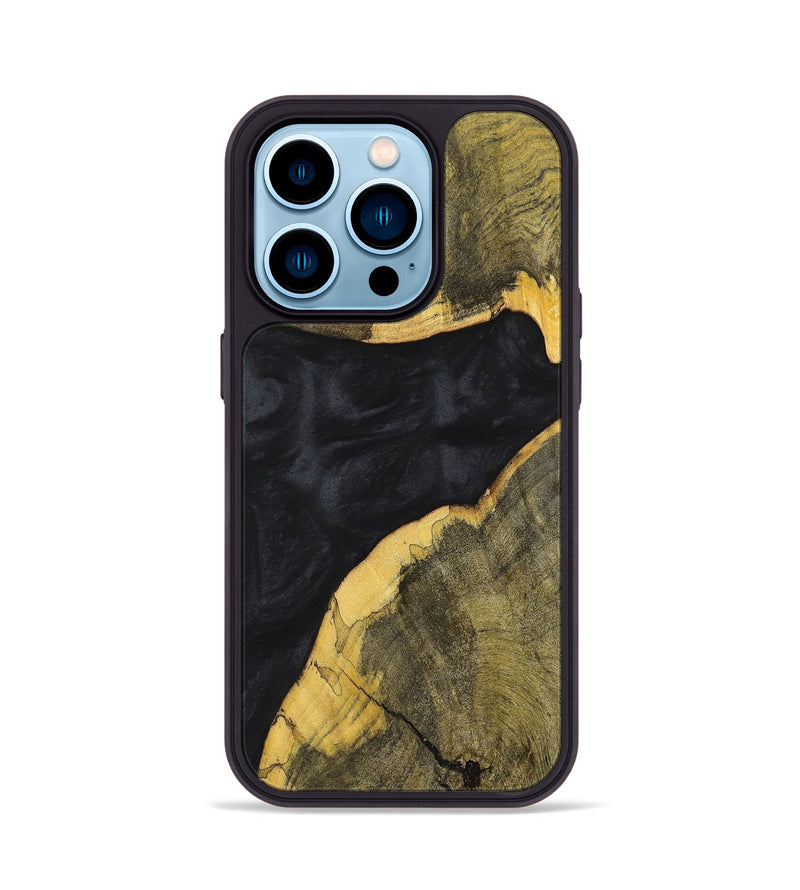 iPhone 14 Pro Wood+Resin Phone Case - Heidi (Pure Black, 699677)
