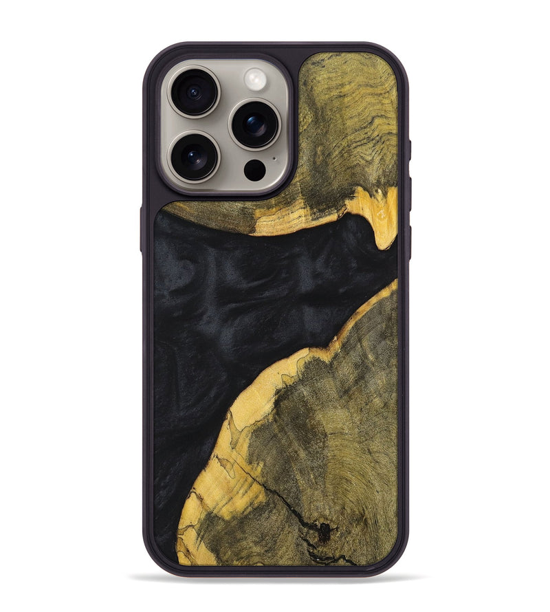 iPhone 15 Pro Max Wood+Resin Phone Case - Heidi (Pure Black, 699677)