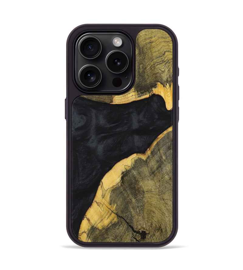 iPhone 15 Pro Wood+Resin Phone Case - Heidi (Pure Black, 699677)