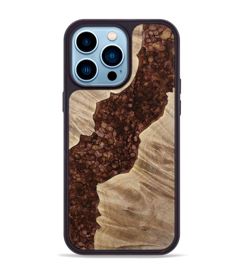 iPhone 14 Pro Max Wood+Resin Phone Case - Kizzy (Watercolor, 699702)