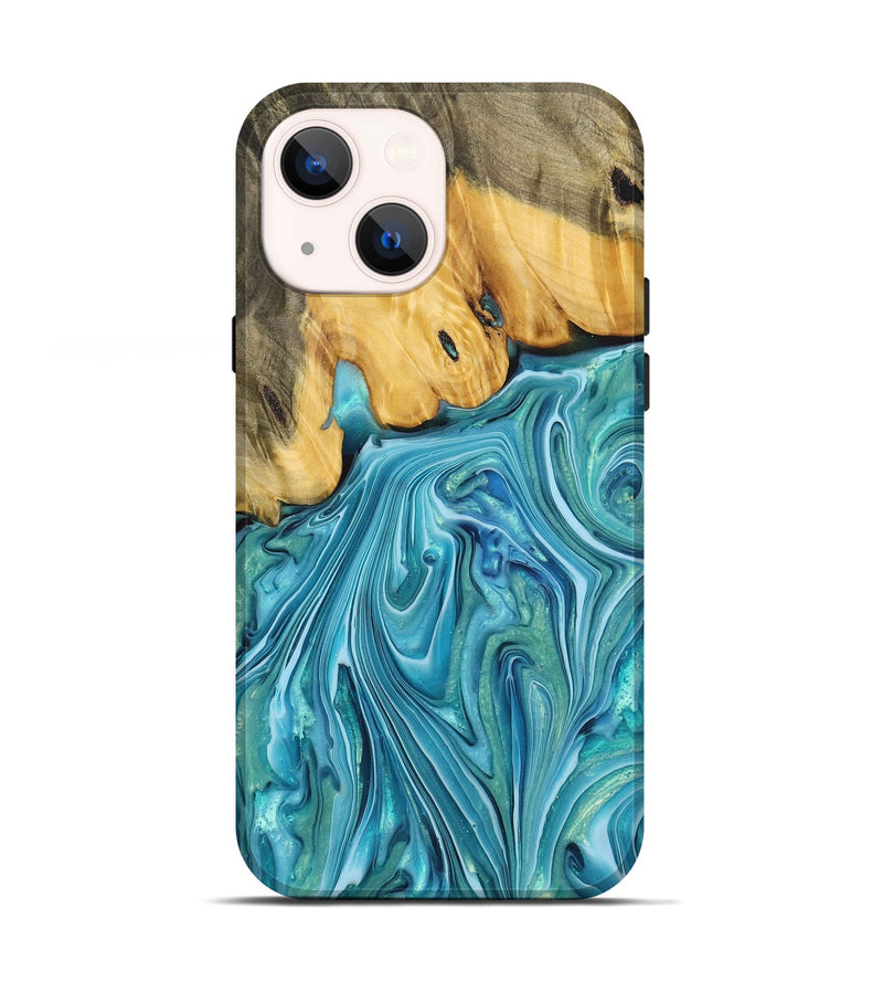 iPhone 13 Wood+Resin Live Edge Phone Case - Alaia (Blue, 699728)