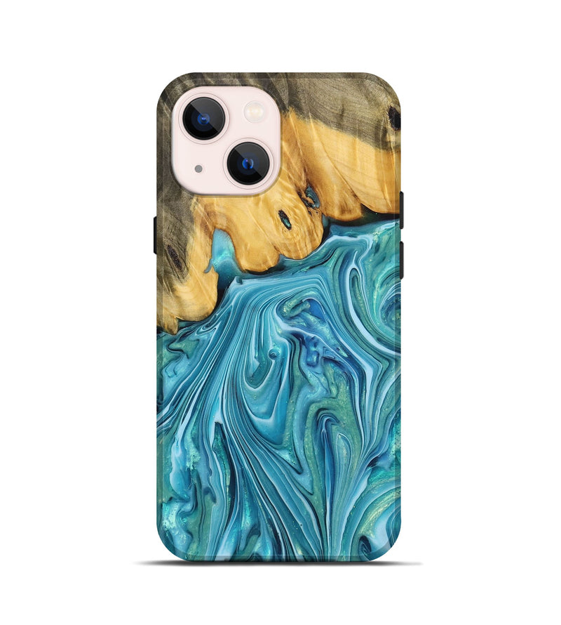 iPhone 13 mini Wood+Resin Live Edge Phone Case - Alaia (Blue, 699728)