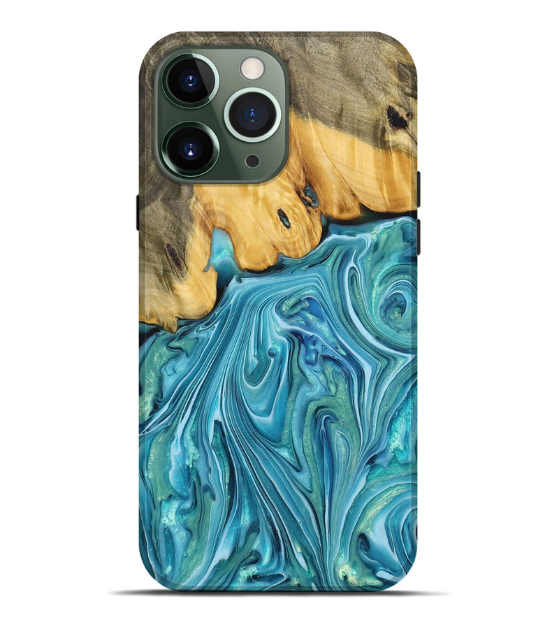 iPhone 13 Pro Max Wood+Resin Live Edge Phone Case - Alaia (Blue, 699728)