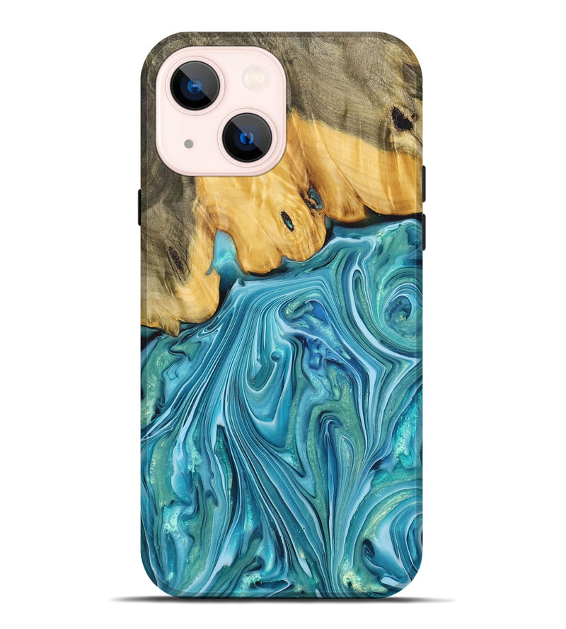 iPhone 14 Plus Wood+Resin Live Edge Phone Case - Alaia (Blue, 699728)