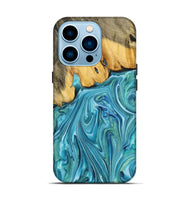 iPhone 14 Pro Wood+Resin Live Edge Phone Case - Alaia (Blue, 699728)