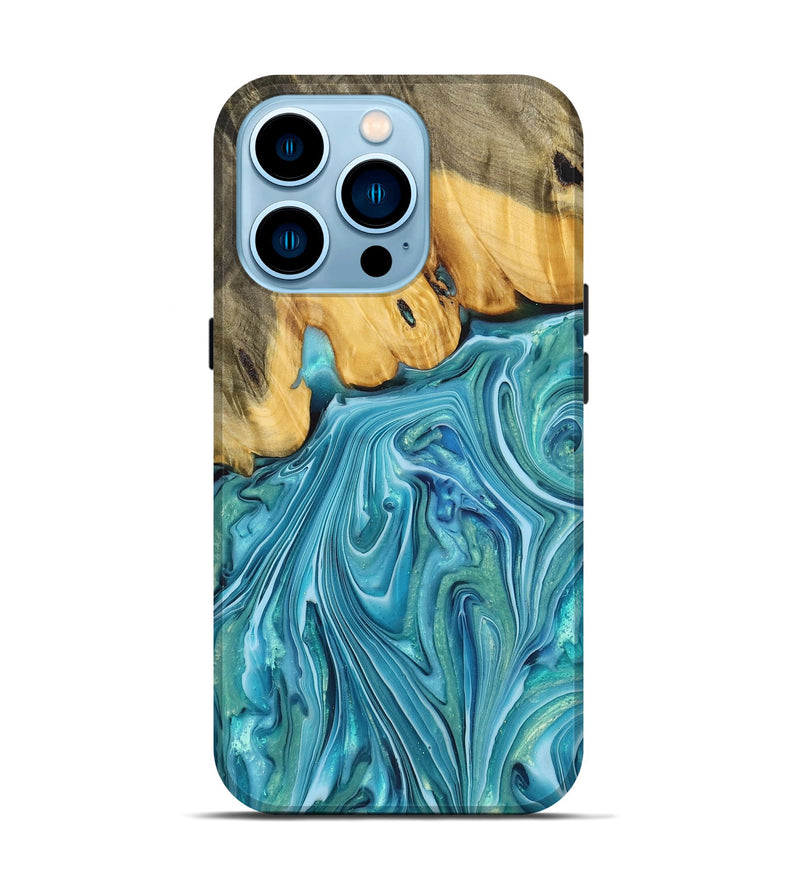 iPhone 14 Pro Wood+Resin Live Edge Phone Case - Alaia (Blue, 699728)