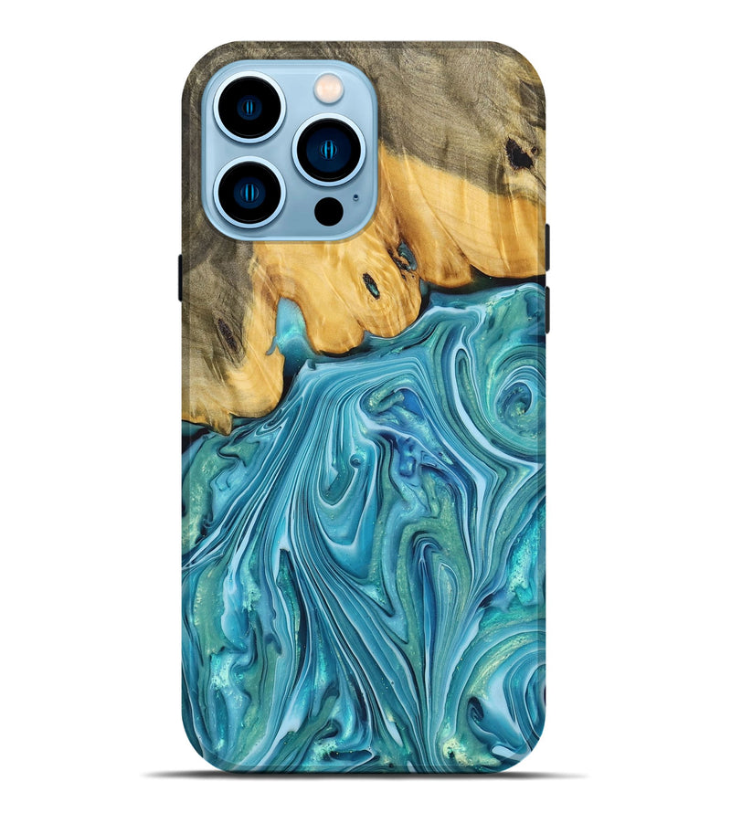 iPhone 14 Pro Max Wood+Resin Live Edge Phone Case - Alaia (Blue, 699728)