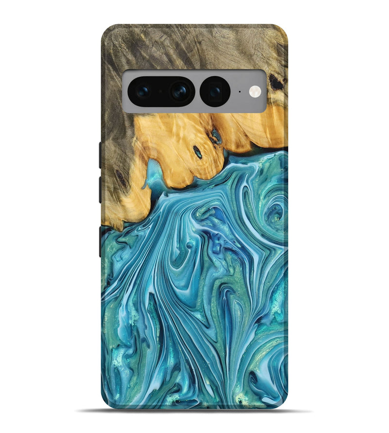 Pixel 7 Pro Wood+Resin Live Edge Phone Case - Alaia (Blue, 699728)
