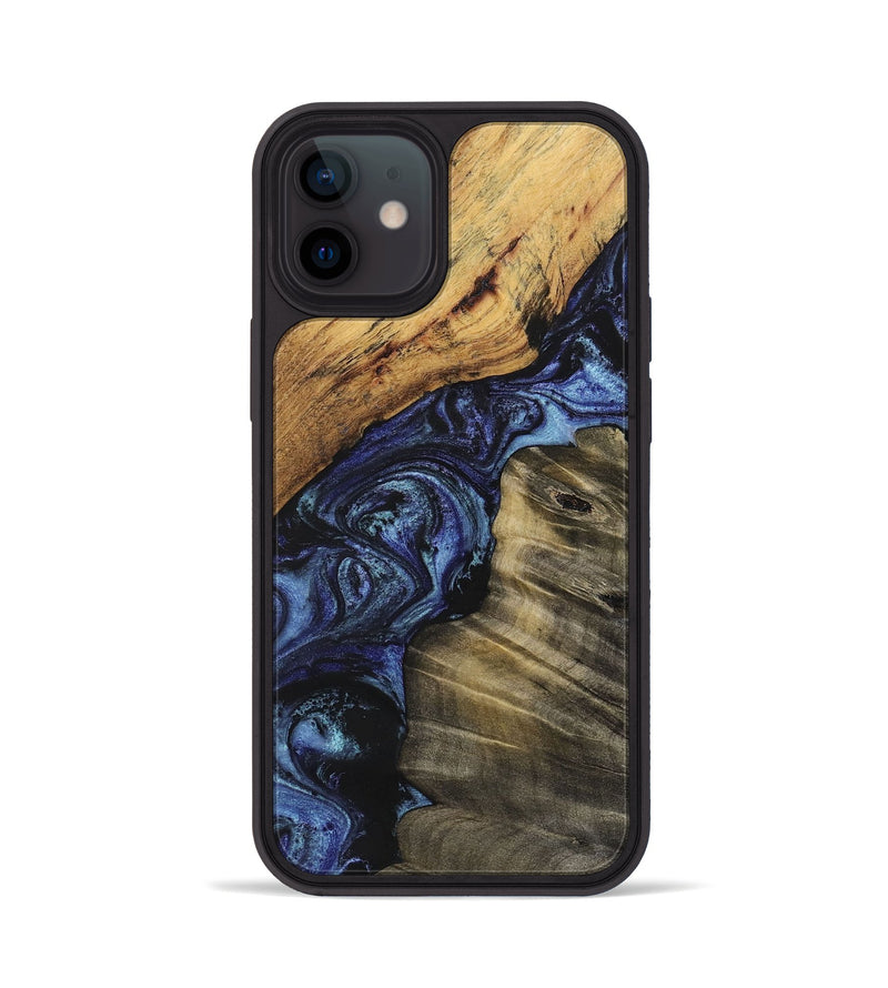 iPhone 12 Wood+Resin Phone Case - Reese (Blue, 699779)