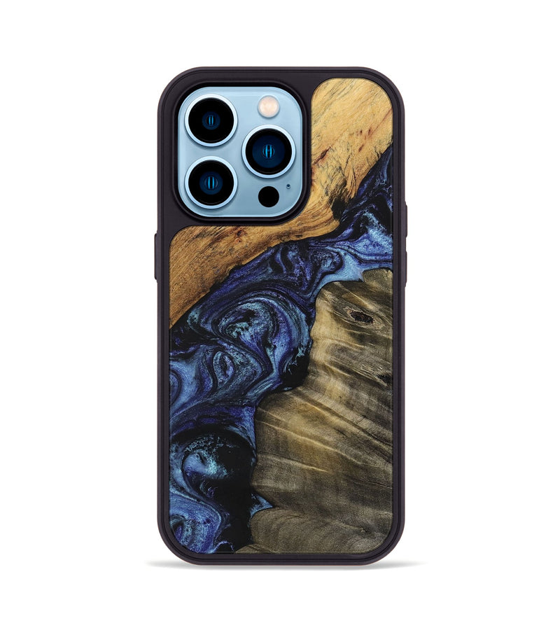 iPhone 14 Pro Wood+Resin Phone Case - Reese (Blue, 699779)