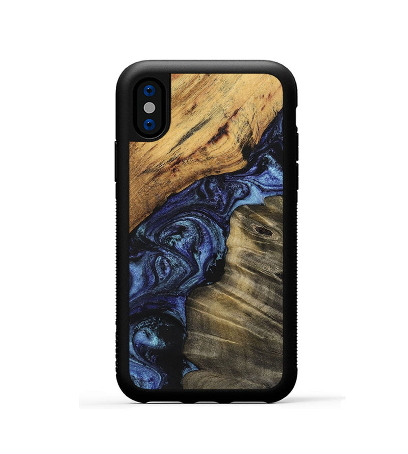 iPhone Xs Wood+Resin Phone Case - Reese (Blue, 699779)