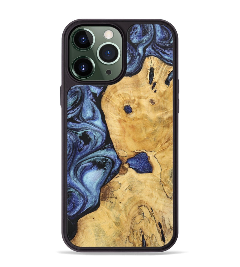 iPhone 13 Pro Max Wood+Resin Phone Case - Lane (Blue, 699782)