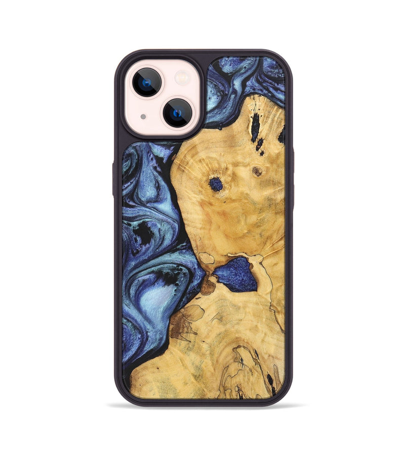 iPhone 14 Wood+Resin Phone Case - Lane (Blue, 699782)