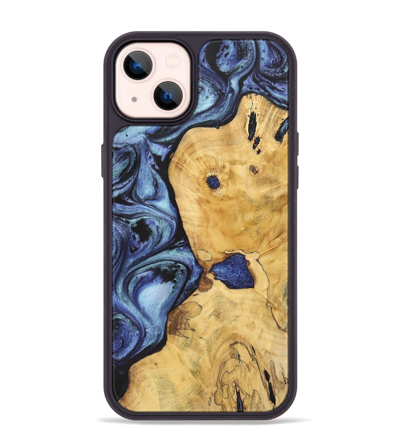 iPhone 14 Plus Wood+Resin Phone Case - Lane (Blue, 699782)